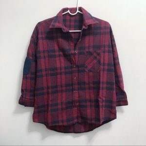 Red Plaid Button-up Shirt, Women’s medium
